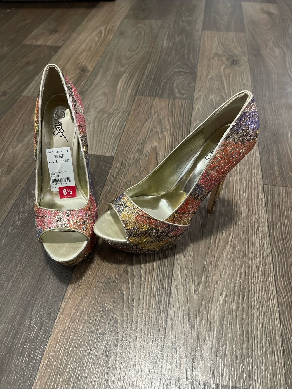 Carlos Multicolor Glitter Peep-Toe High Heels